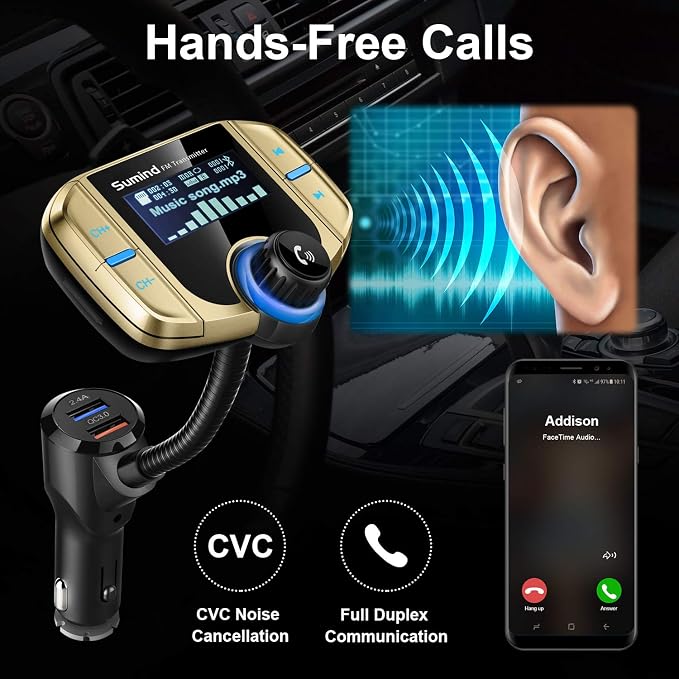 Upgraded Bluetooth FM Transmitter, Wireless Radio Adapter Hands Free Car Kit - Image 7
