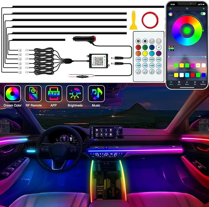 Interior Car LED Strip Lights, Acrylic LED Lights by Jushope