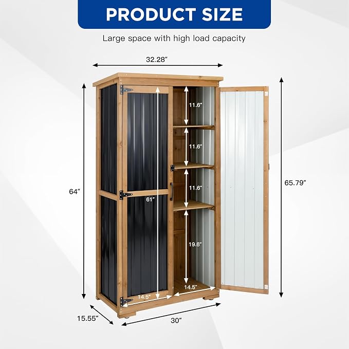 Outdoor Storage Cabinet Wood & Metal - Image 2