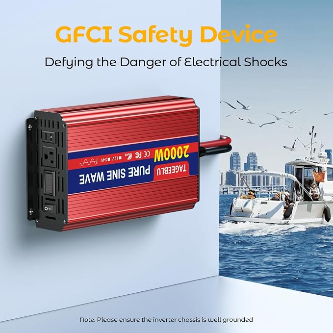 2000W Pure Sine Wave Inverter, 12V DC to 110V/120V AC Power Inverter - Image 5