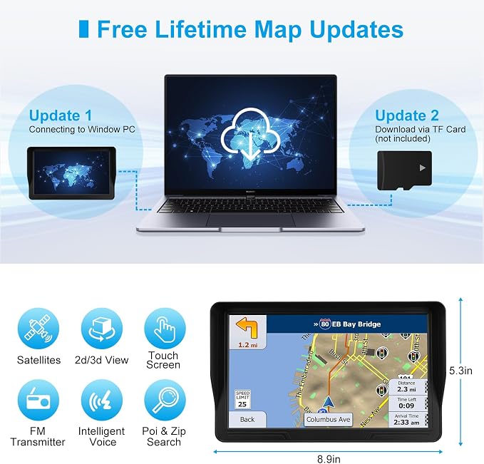 GPS Navigator for Car Truck RV, 9 inch Touch Screen Latest 2025 Map, Real Voice - Image 4