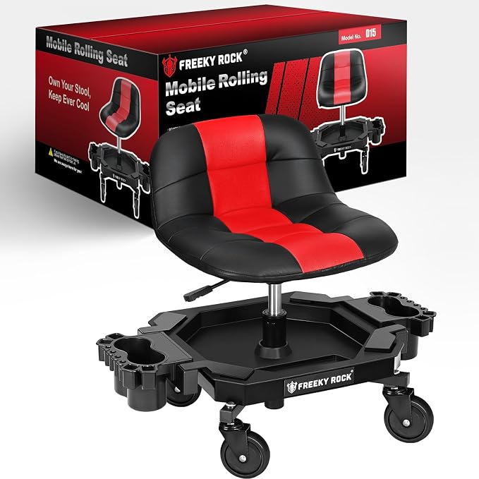 Rolling Stool with Wheels, Adjustable Height Pneumatic Garage Work Mechanic by FreekyRock