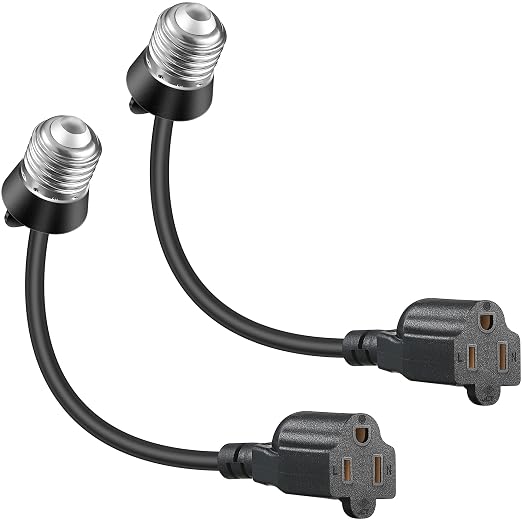 Feekoon 2 Pack 3 Outlet Light Socket Adapter, Convert E26/E27 Bulb Socket to 3 by FEEKOON