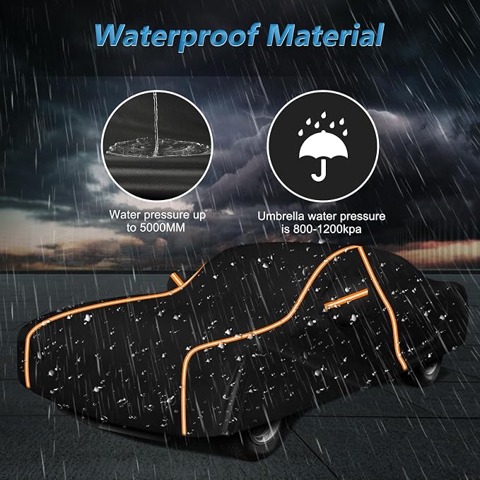 Car Cover for Chevy Camaro 1967-1981, Waterproof 210D Oxford Cloth and Cotton - Image 5