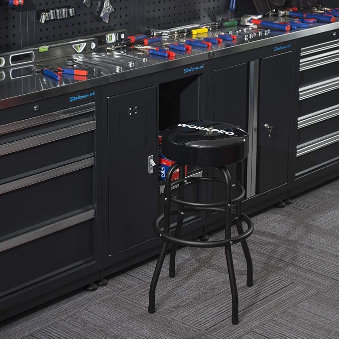WORKPRO W112003 Garage Shop Stool, Heavy-Duty Steel Construction Garage Stool - Image 2