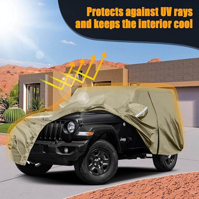 Waterproof Car Covers Replace for 2007-2025 Jeep Wrangler 2 Door, Windproof - Image 7