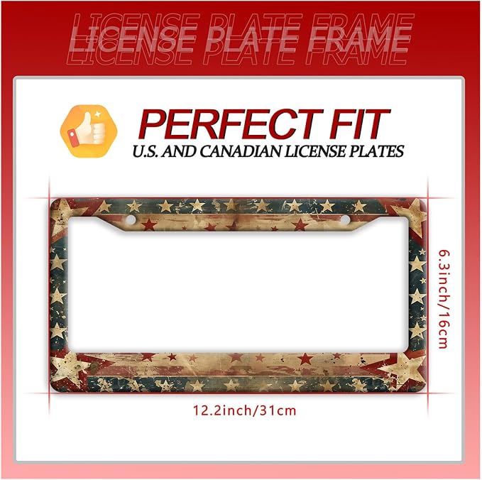 Retro American Flag License Plate Frame USA Flag Patriotic License Plate Holder - Image 7