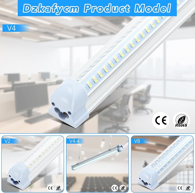 10 Pack 8FT T8 LED Shop Lights, 120W Integrated Tube Light, 19200LM 6000-6500K - Image 7