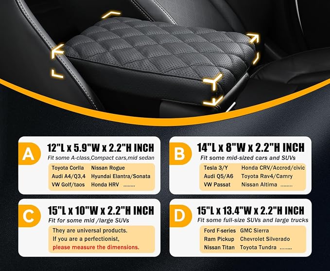 Car Center Console Cover pad Genuine Cowhide Leather, Vehicle Arm Rest Cushion - Image 3