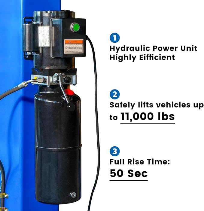 110V Two Post Car Lift 11, 000 LBS, Single-Sided Unlocking Heavy Duty Floor - Image 4