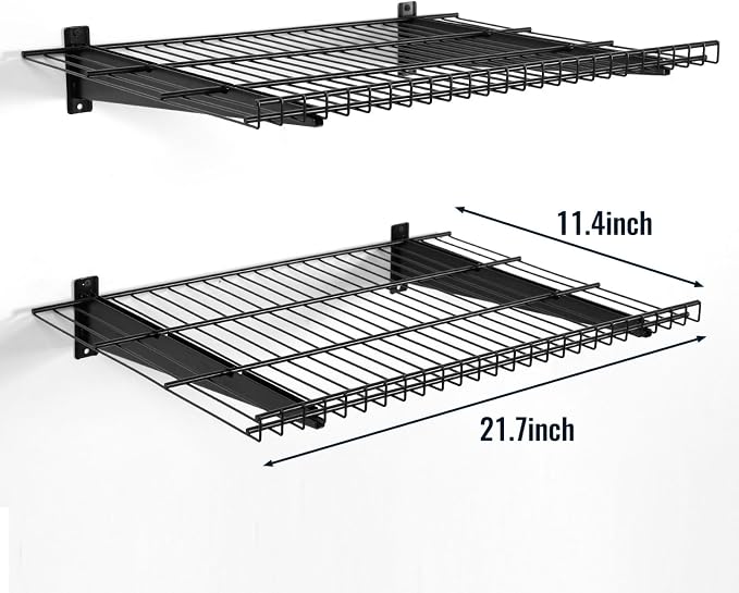 2 Pack Garage Wall Mounted Shelf, 21.7" x 11.4" Heavy Duty Wall Storage Shelves - Image 2