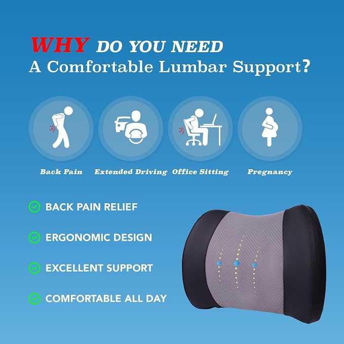 Lumbar Support Pillow for Car, Memory Foam Lumbar Pillow for Lower Back Pain - Image 3