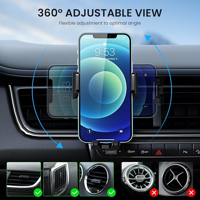 Qifutan Car Phone Holder with Anti-Slip Rubber, 360 Rotating Ball Joint - Image 8