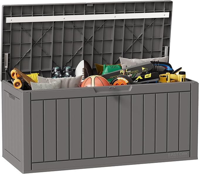 EAST OAK Outdoor Storage Box, 90 Gallon Deck Box, Waterproof Resin Storage Bin by EASTOAK