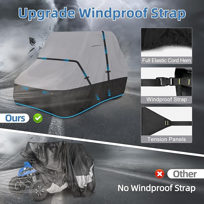 UTV Cover, Waterproof Side by Side Cover, 2-3 Seaters Outdoor Storage Cover - Image 3