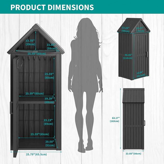 Shed Outdoor Storage Shed with Sloping Roof and Lockable Door, Resin Outdoor - Image 8
