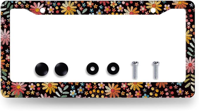 Beautiful Flowers License Plate Frame Colorful Floral License Plate Holder by RNKATIH