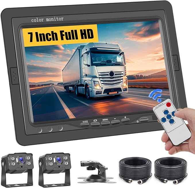 Hikity HD 1080P Backup Camera 7 Inch Monitor Kit Vehicle Night Vision by Hikity