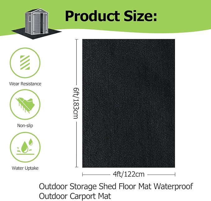 Outdoor Storage Shed Floor Mat, 6 * 4FT Waterproof Washable Garden Flooring Pad - Image 2