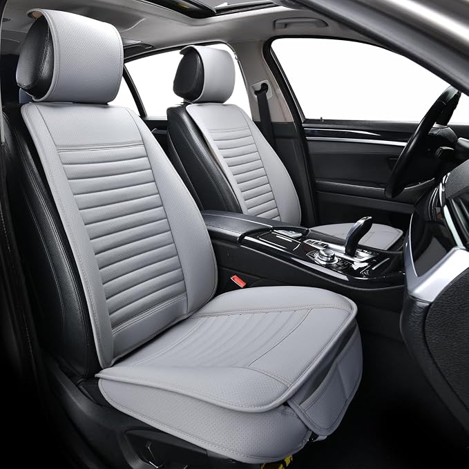 Universal Leather Car Seat Covers Full Set, Car Seat Cushion Covers Protector by SunnyColor