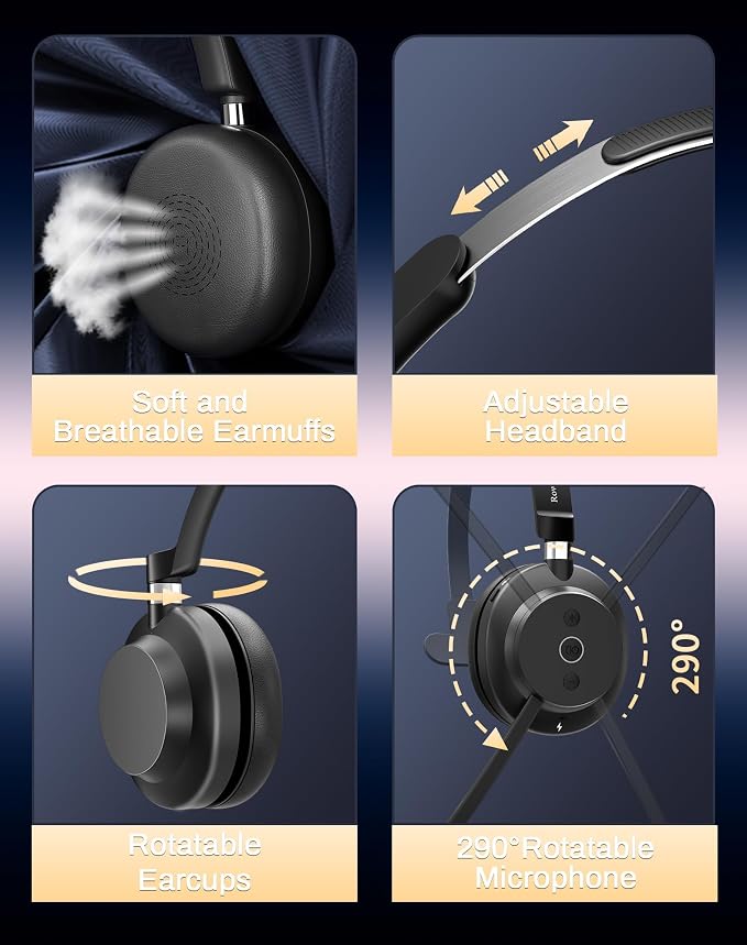 Wireless Headset with Mic for Work, Headset with Microphone for PC, Wireless - Image 7