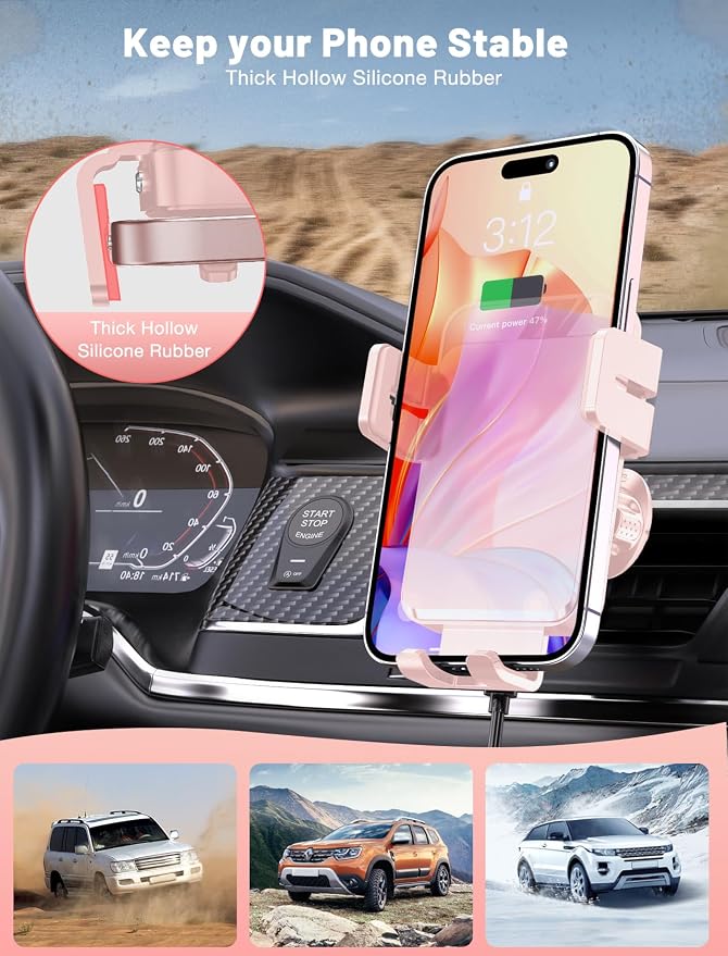 MOKPR Wireless Car Charger, Auto-Clamping Car Mount 15W/10W/7.5W Fast Charging - Image 6