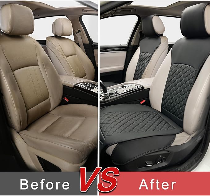 2 Pack Leather Front Seat Covers, Universal Sideless Car Seat Protectors - Image 5