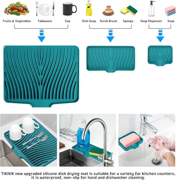 Silicone Dish Drying Mat for Kitchen Counter, Dish Drying Pad, Non-Slip Drain - Image 4