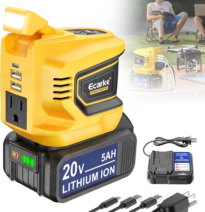 Power Inverter 200W Portable Power Station Generator Compatible by Ecarke