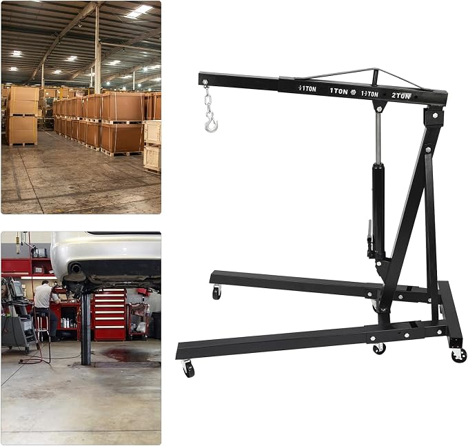 2 Ton Folding Engine Hoist Heavy Duty Carbon Steel Hydraulic Shop Engine Crane - Image 7