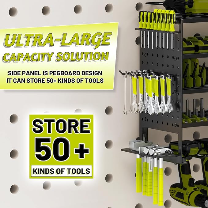 5 Layers Power Tool Organizer Wall Mount, Metal Cordless Tool Storage Rack - Image 4