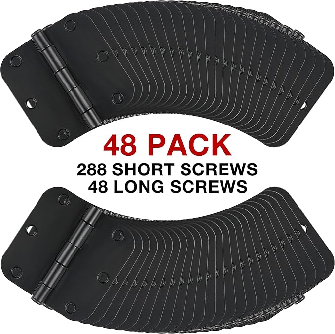 48 Pack Rounded Matte Black Door Hinges 3.5 Inch 5/8" Radius - Image 6