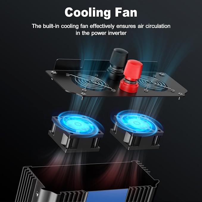 3000W Power Inverter, Peak Power 6000W 12V DC to AC 110V120V, Remote Control - Image 5