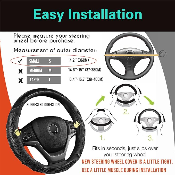 PINCTROT Small Size Steering Wheel Cover Great Grip - Image 6