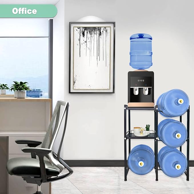 5 Gallon Water Jug Holder with 2 Storage Shelves, 3 Tier Water Bottle Holder - Image 5