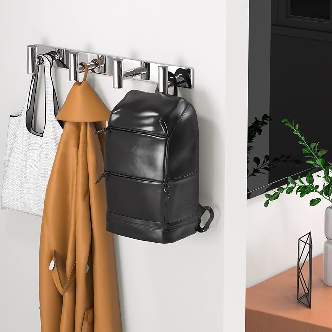 Wall Mounted Coat Rack-4 Hooks, Heavy Duty Stainless Steel Hook Rail - Image 5