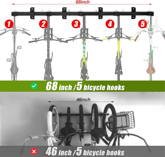 Bike Storage Rack, Garage Wall Mount Hanger, Indoor Bicycle Organizer - Image 3