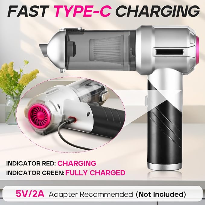 PeroBuno Car Vacuum Portable Cordless, 18000PA Suction, 3-in-1 Foldable - Image 6
