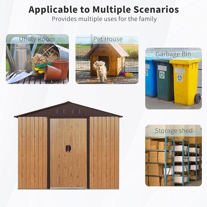 4x8 FT Outdoor Storage Shed, Metal Garden Shed - Image 7