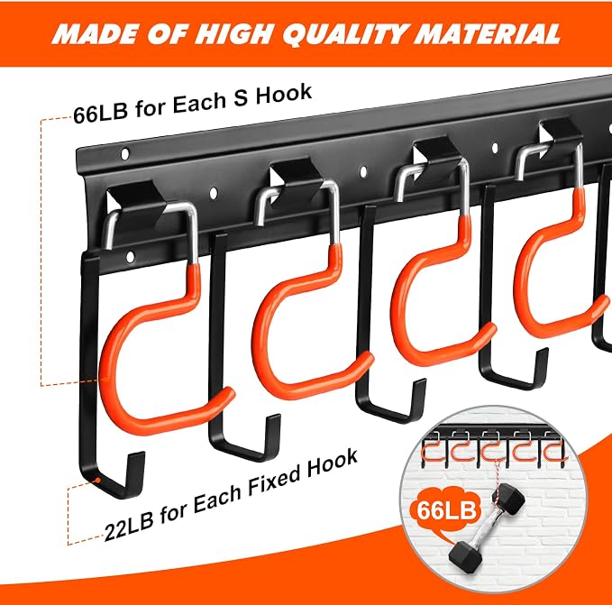 68'' All Metal Garden Tool Organizer Wall Mount Garage Organizers and Storage - Image 3