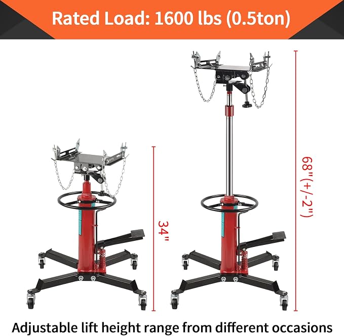 1600Lbs 2 Stage Hydraulic Transmission Jack Stand Telescoping 34" - Image 2
