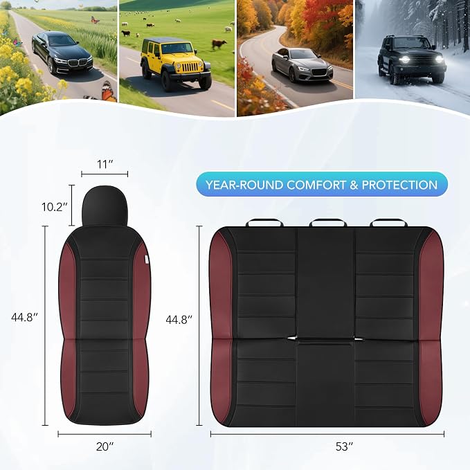 Road Comforts Leather Seat Covers, Breathable Car Seat Covers Full Set - Image 7