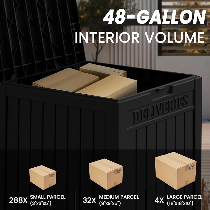 55 Gallon Plus Lockable Resin Deck Box, Waterproof Outdoor Storage Box - Image 4