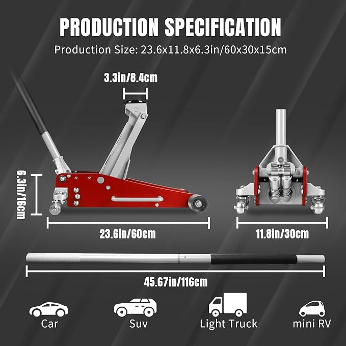 3 Ton Low Profile, Aluminum and Steel Racing Floor Jack - Image 2