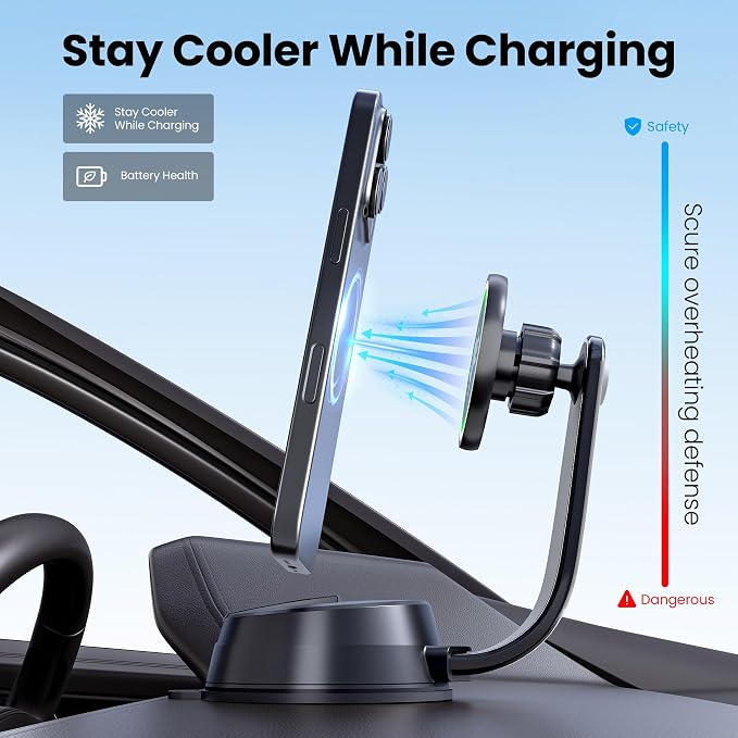 Qi2-Certified 15W Wireless Car Charger Mount - Image 6