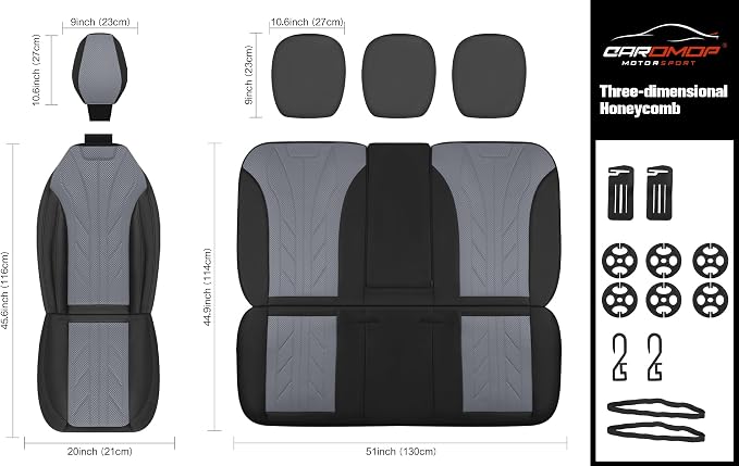 CAROMOP Luxury Faux Leather&Fabric Car Seat Covers 2 Front Seats - Image 8