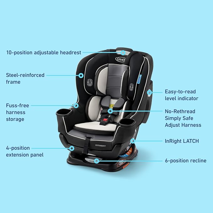 Graco Extend2Fit Convertible Baby Car Seat, Rear and Forward Facing, Adjustable - Image 7