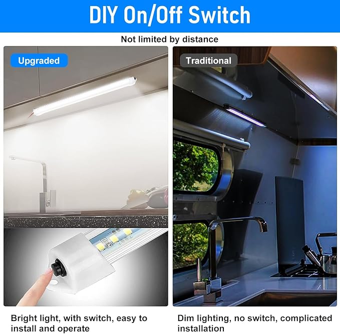 Linkstyle 2PCS 12V Interior LED Light Bar, 48 LEDs Slim Light Strip w/Switch - Image 3