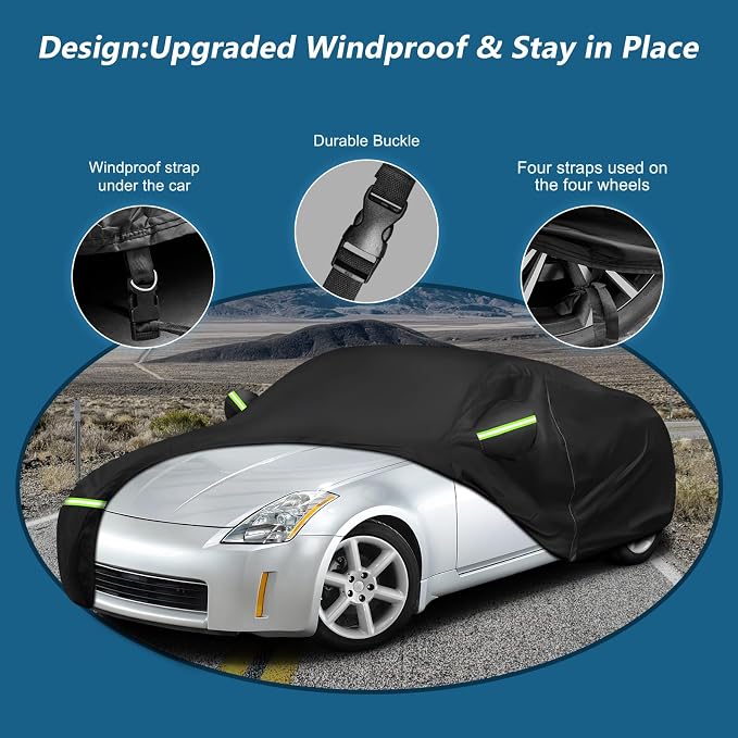 Car Cover Waterproof for 2003-2009 Nissan 350Z, 210D Oxford Cloth - Image 3