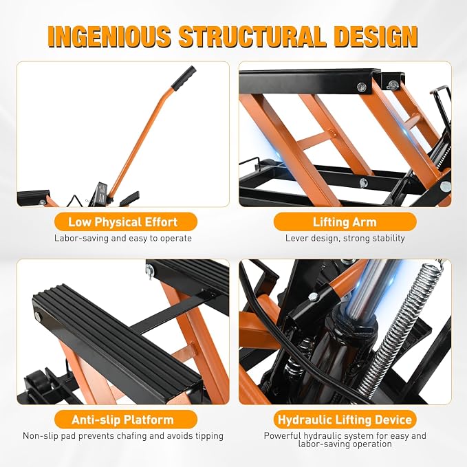 Nilight Motorcycle Lift Jack 1500 LBS Hydraulic Lifts ATV Scissor Jacks - Image 4